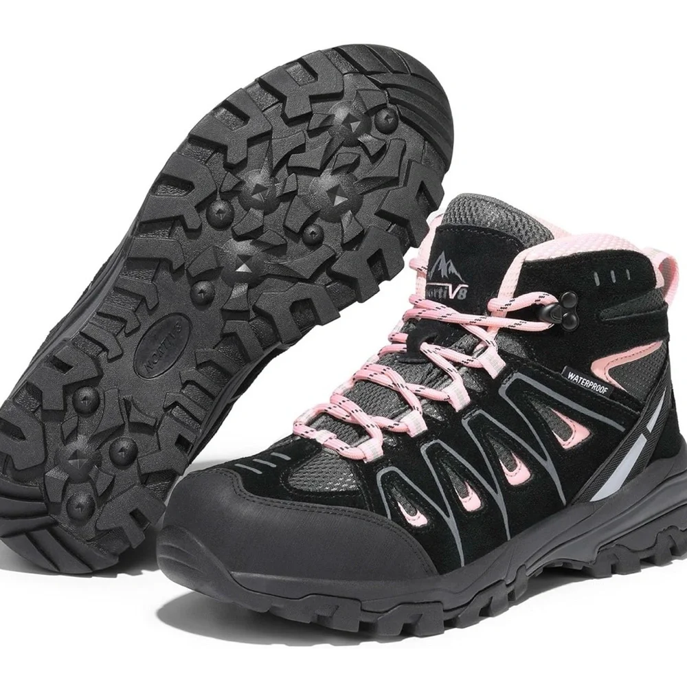 NWT Women's Waterproof Wide Hiking Boots Outdoor/Black&Pink/US8 - Picture 4 of 12